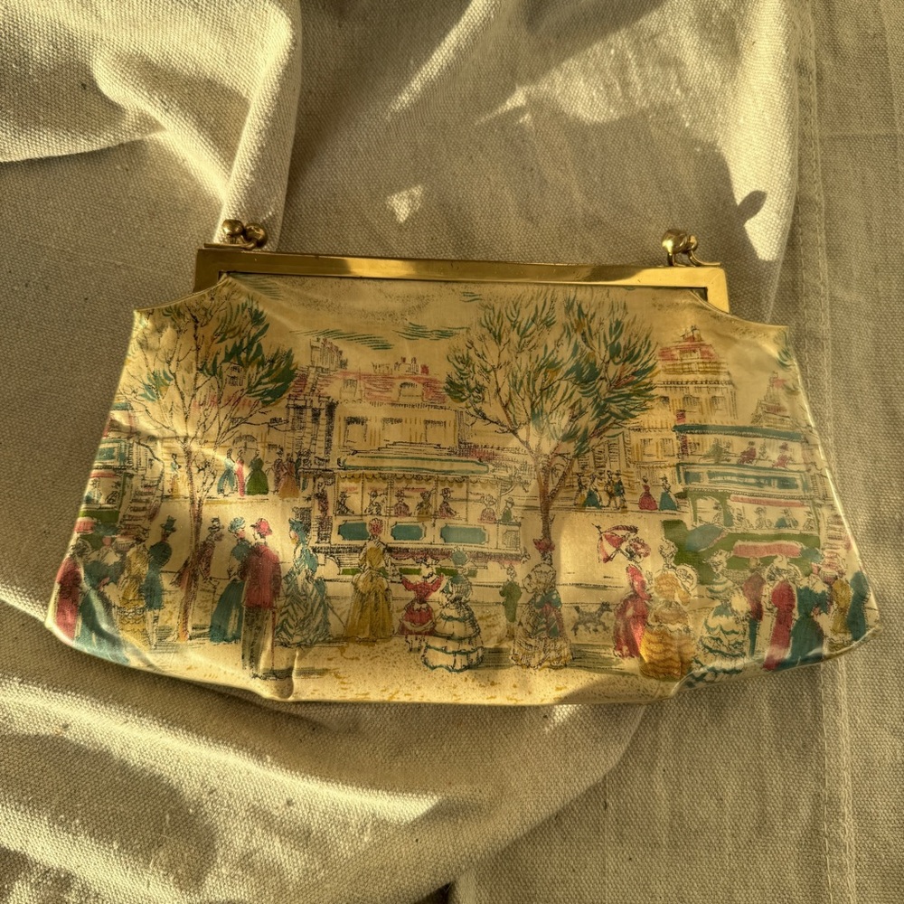 Vintage 1960s Rosenfeld Saks Fifth Avenue Cream Colored Portrait Clutch